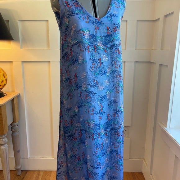 Italian Floral Blue Sleeveless Maxi Dress Size XS - Picture 2 of 6
